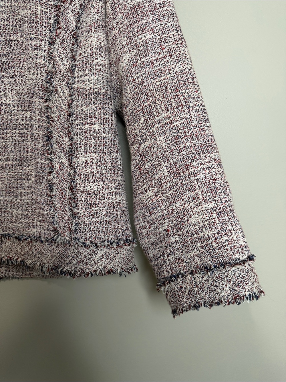 Banana Republic Burgundy and Navy tweed zip-front jacket 4 - Picture 4 of 10